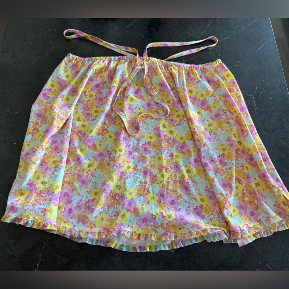For Love And Lemons Floral Mini Skirt Tie Front